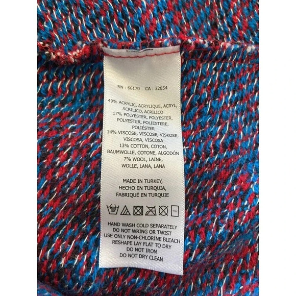 Maeve Anthropologie Dress Fit Flare Knit Blue Red Size Medium M - Picture 5 of 5